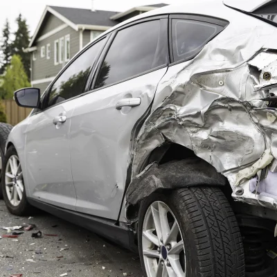 Bei einem Unfall wurde das Fahrzeug schwer beschädigt