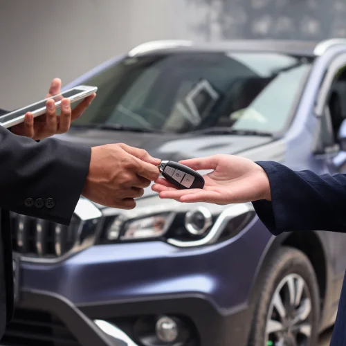 Autotransaktion in Nahaufnahme