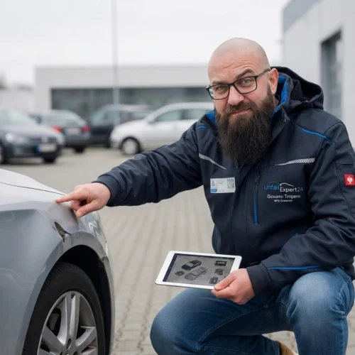 Unser Gutachter ist misstrauisch. Dieser Schaden könnte höher ausfallen, als es erst den Anschein hat.