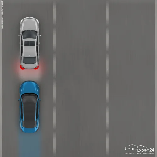 Ein vorausfahrendes Fahrzeug bremst einen Drängler aus
